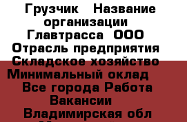 Грузчик › Название организации ­ Главтрасса, ООО › Отрасль предприятия ­ Складское хозяйство › Минимальный оклад ­ 1 - Все города Работа » Вакансии   . Владимирская обл.,Муромский р-н